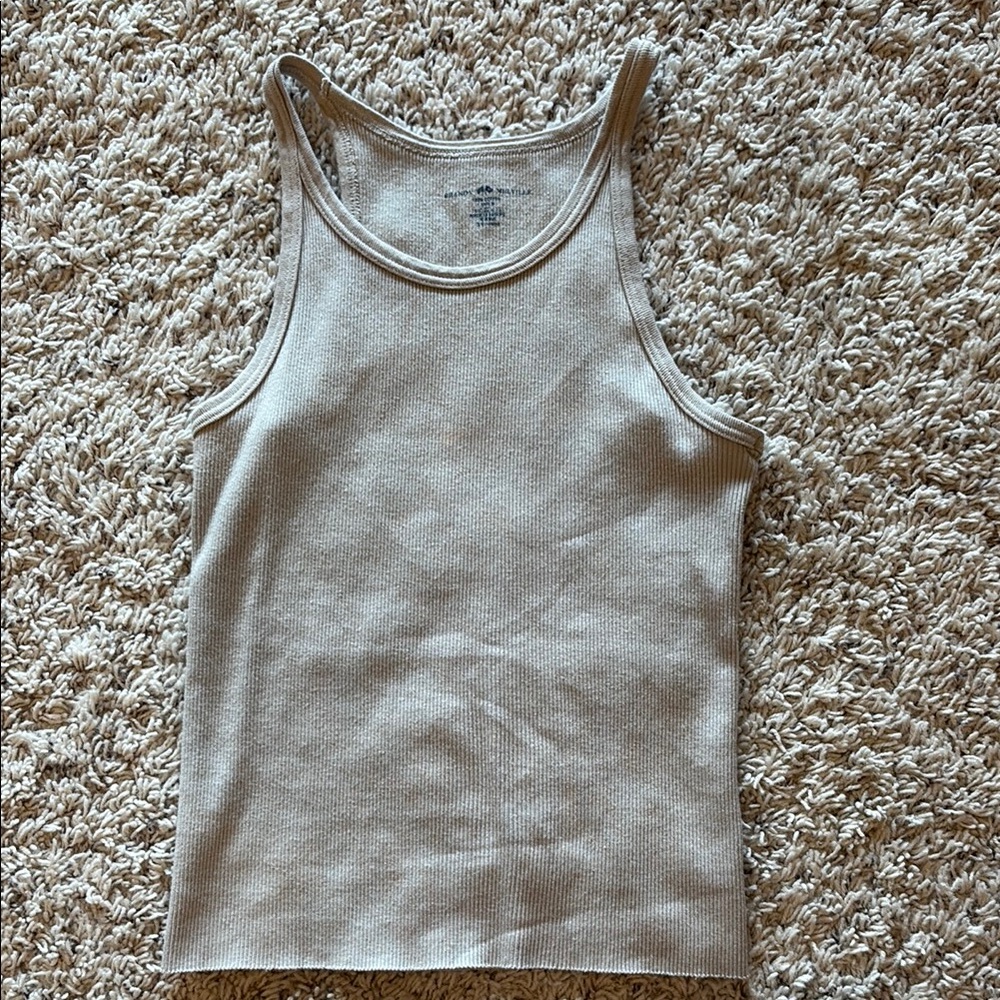 Brandy Melville Beige Ribbed Tank Top